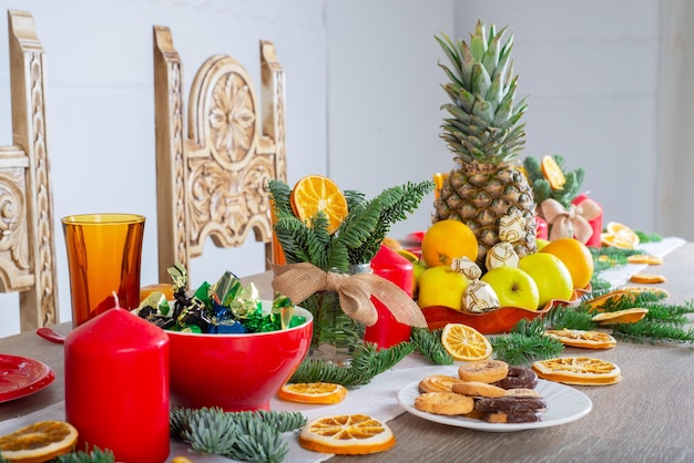 Festive table setting in Christmas style