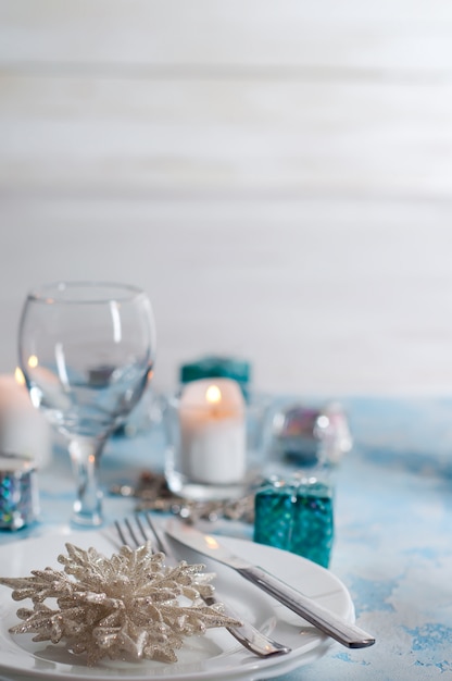 Festive table setting for christmas