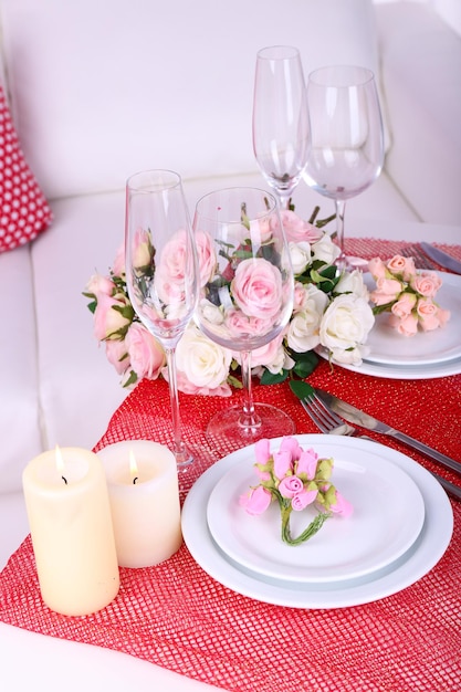 Festive table setting in interior