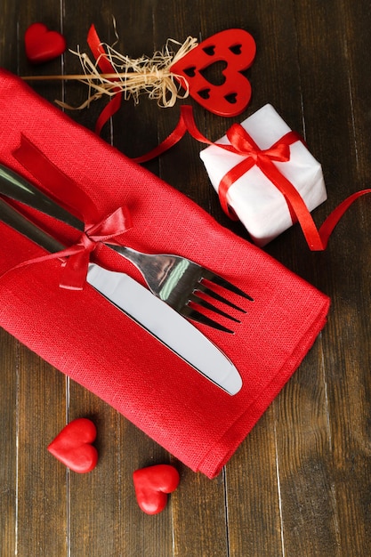 Festive table setting for Valentines Day