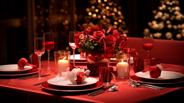 festive table setting with candles