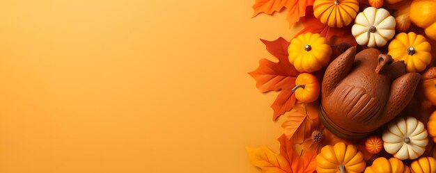 Festive Thanksgiving Background Sell Banner with Copy Space