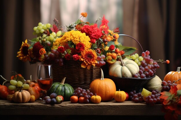 Festive Thanksgiving table setting with a cornucop 00396 03