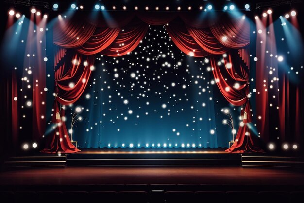 Festive theater curtains backgorund for concert stage show entartainment backdrop with curtains