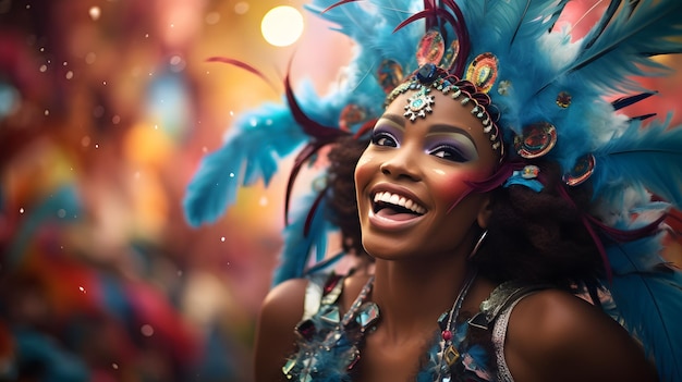 Праздничные традиции карнавала с парадом и яркими костюмами Генеративный ИИ