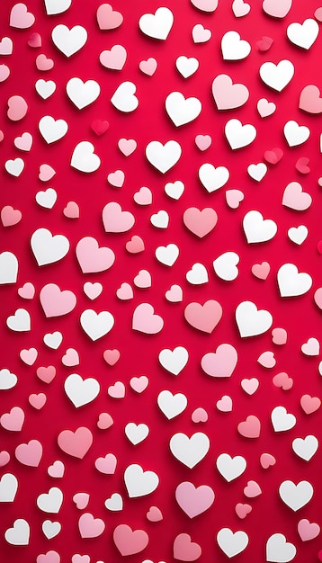 Photo festive valentines day background with paper hearts