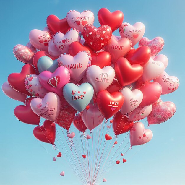 Праздничное празднование Дня святого Валентина с плавающими воздушными шарами