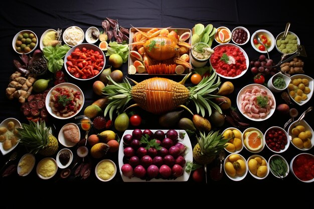 Photo festive vegetarian tableful