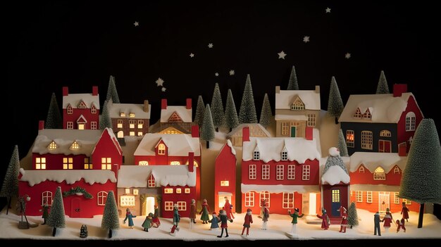 Premium Photo  Festive Village Charm Christmas Scene with Houses