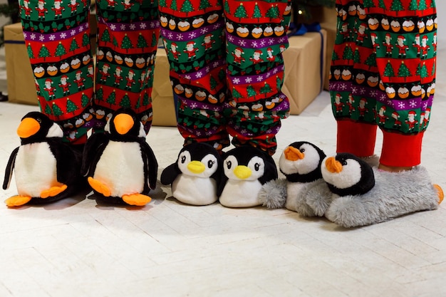 festive warm shoes for mom dad and baby Penguin toys