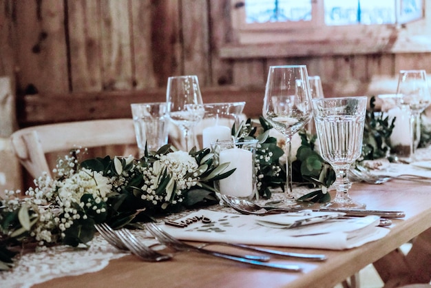 Festive wedding floral wedding table setting