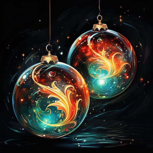 Festive winter print for card banner decoration New Year's ball