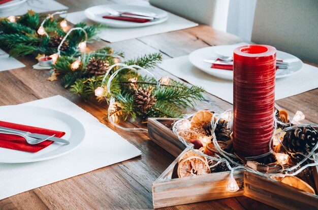 Premium Photo | Festively decorated dinner table celebrating on ...