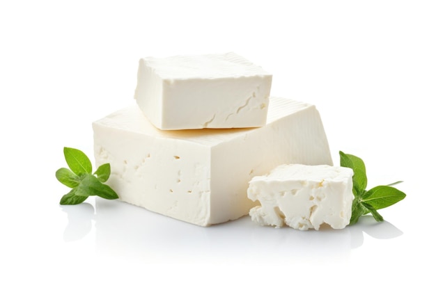 feta cheese isolated on white background