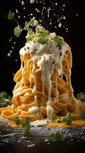 Fettuccine Alfredo or fettuccine al burro is an Italian pasta dish