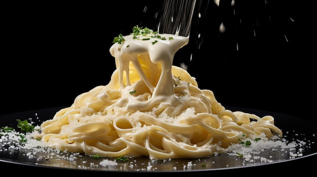 Fettuccine alfredo with parmesan cheese