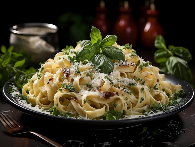 Fettuccine alfredo with parmesan cheese