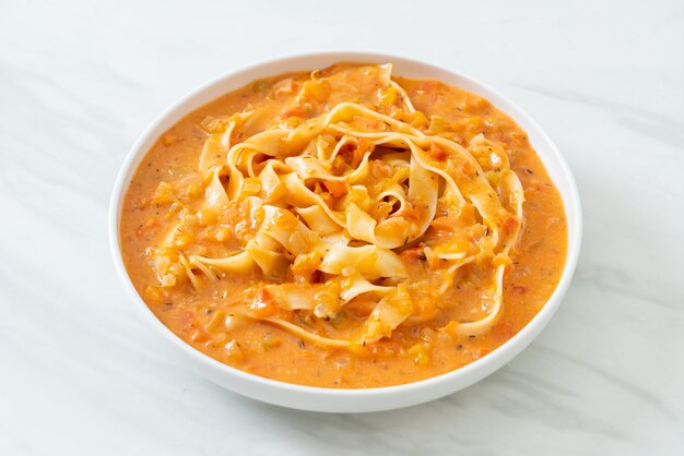 fettuccine pasta with creamy tomato sauce or pink sauce