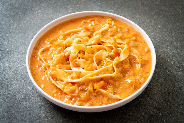 fettuccine pasta with creamy tomato sauce or pink sauce