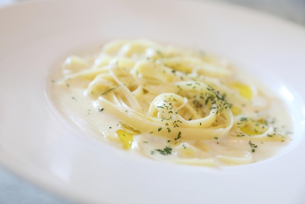 Fettucini pasta with cheese , italian food