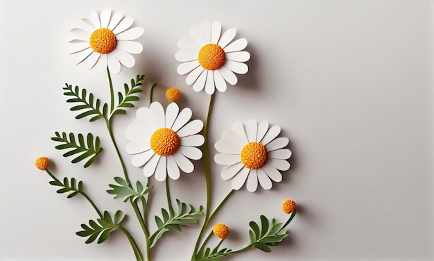 Feverfew flower made of paper craft Generative AI