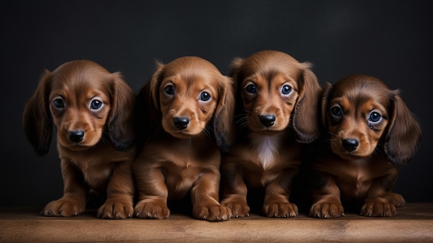 Foto pochi simpatici cuccioli di bassotto eccitati ia generativa