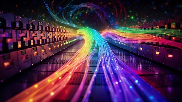 ファイバー・オプティック・ケーブル (Fiber-optic cable) はデータベース・サーバーを搭載したインターネット接続ラインである