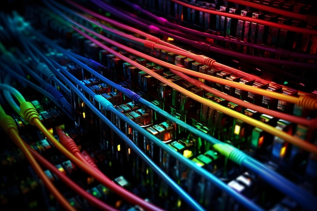 fiber optic with servers in a technology data center