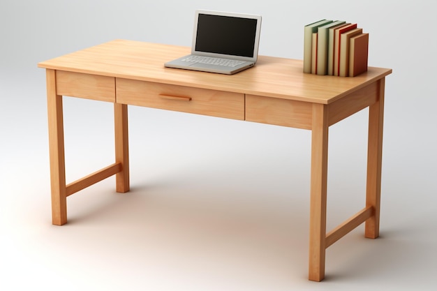 Fice desk table with laptop computer