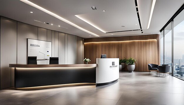 Photo fice reception with a minimalist reception counter