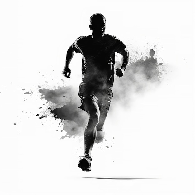 A fictional athletics runner on white Created by generative AI software