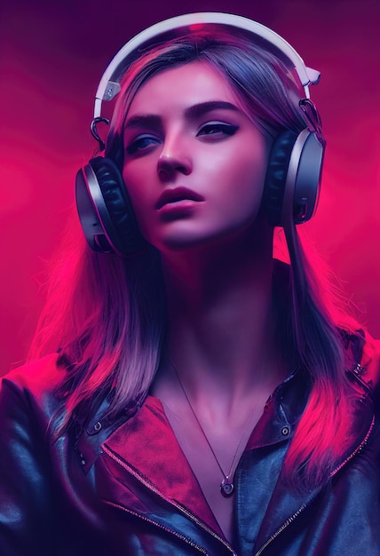 A fictional person not based on a real person A portrait of a creative beauty wearing headphones