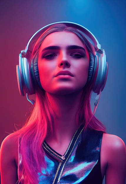 A fictional person not based on a real person A portrait of a creative beauty wearing headphones