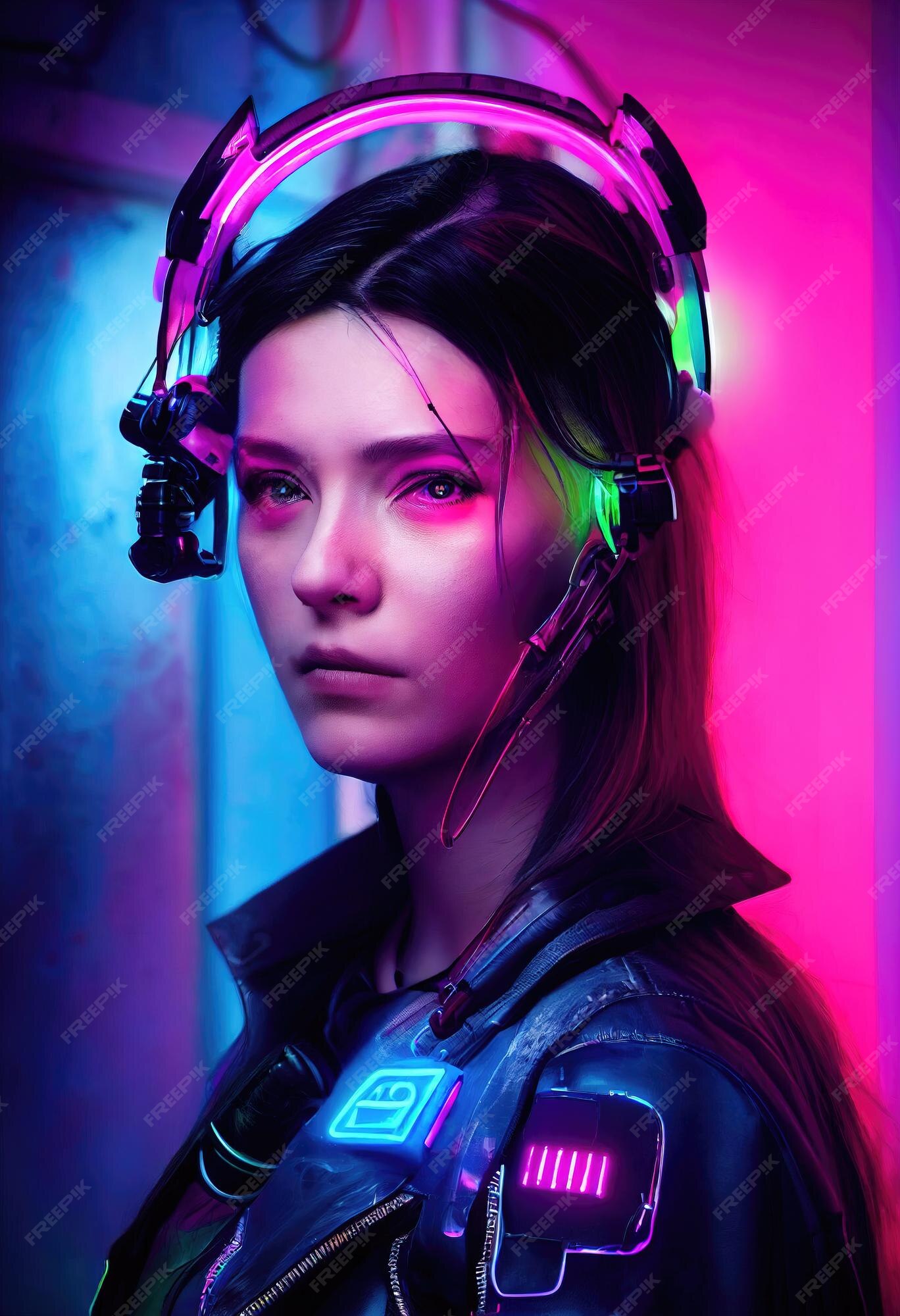 Premium Photo  A fictional portrait of a scifi cyberpunk girl