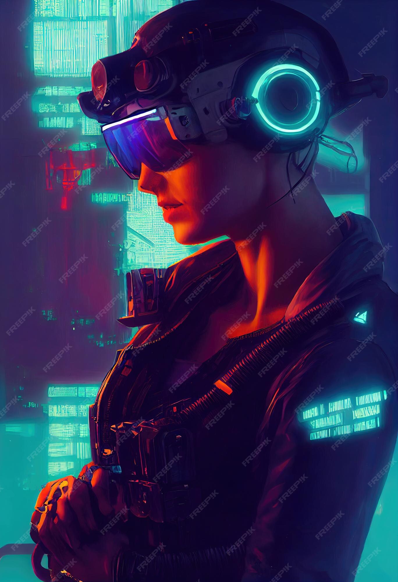 Premium Photo  A fictional portrait of a scifi cyberpunk girl