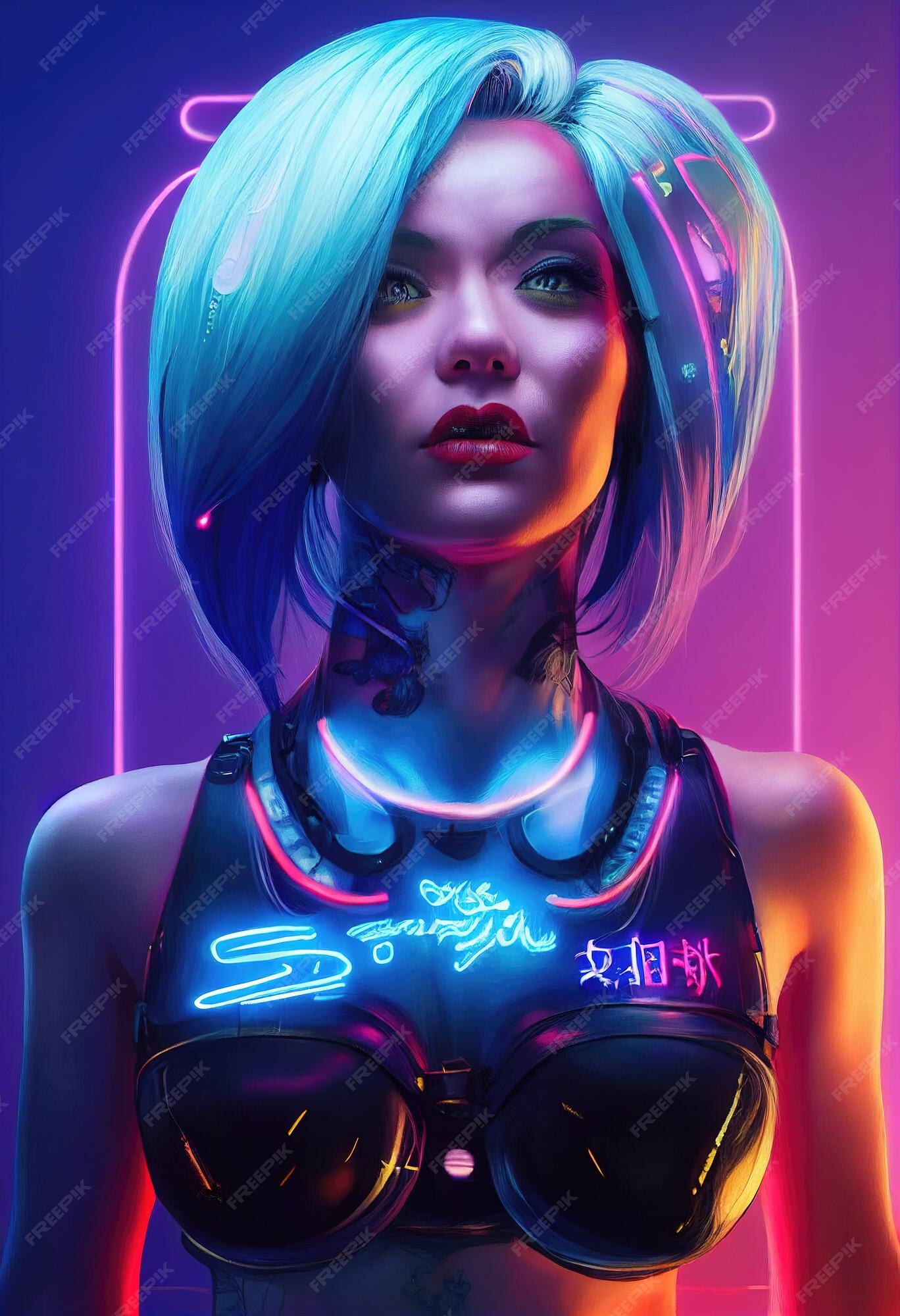 Premium Photo  A fictional portrait of a scifi cyberpunk girl