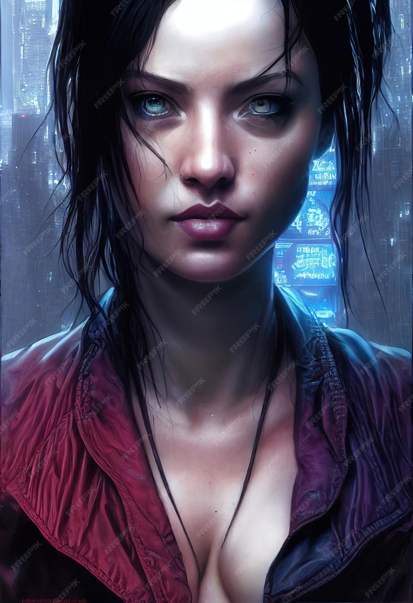 Premium Photo  A fictional portrait of a scifi cyberpunk girl