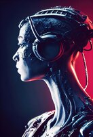 Fictional portrait of a scifi cyberpunk warrior hightech futuristic woman from the future