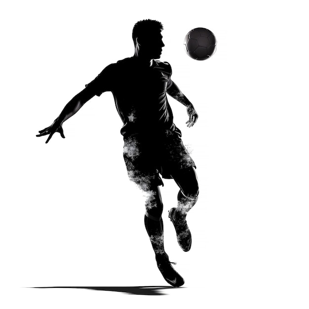 A fictional soccer player on white Created by generative AI software