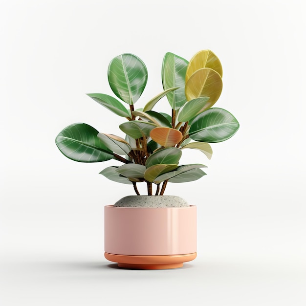 Foto ficus in vaso isolato su sfondo bianco rendering 3d