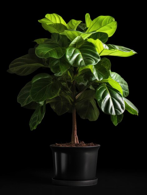 Photo fiddle leaf fig ficus lyrata studio shot isolated on clear background generative ai