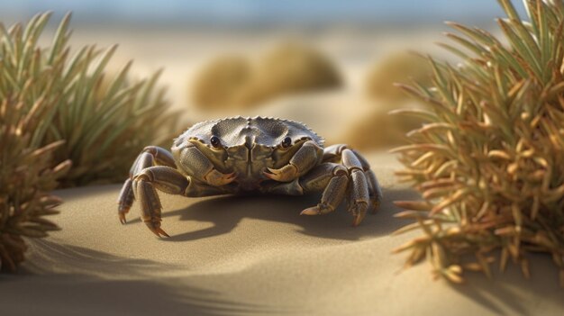 Fiddler crab on the beachgenerative ai