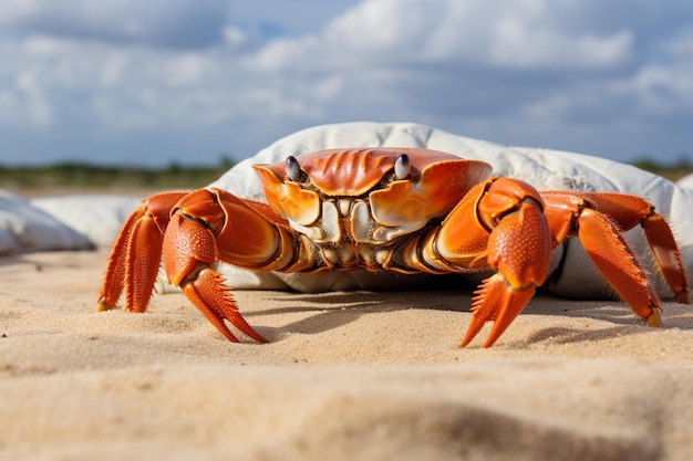 Fiddler crab closeup on white background