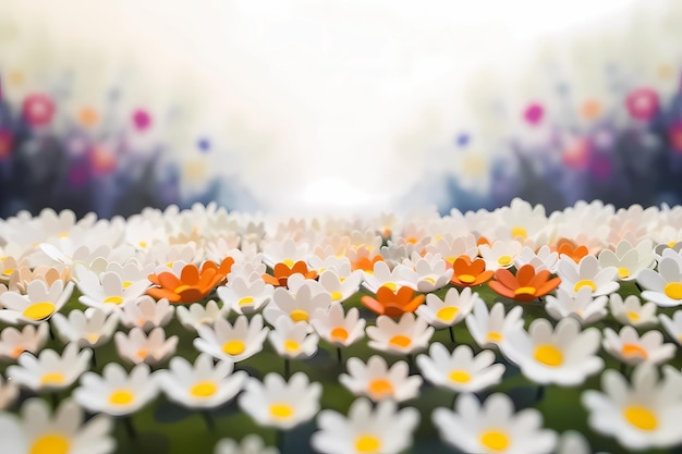 A field of 3d daisy flowers