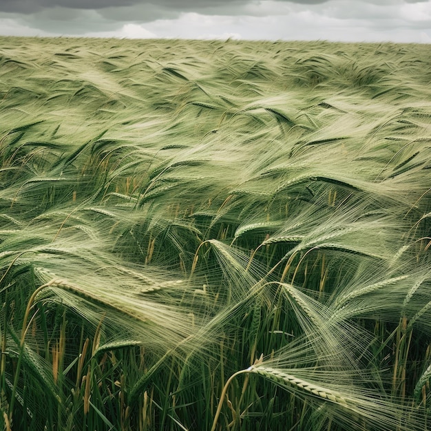 Field Of Barley Blowing In Wind Generative AI