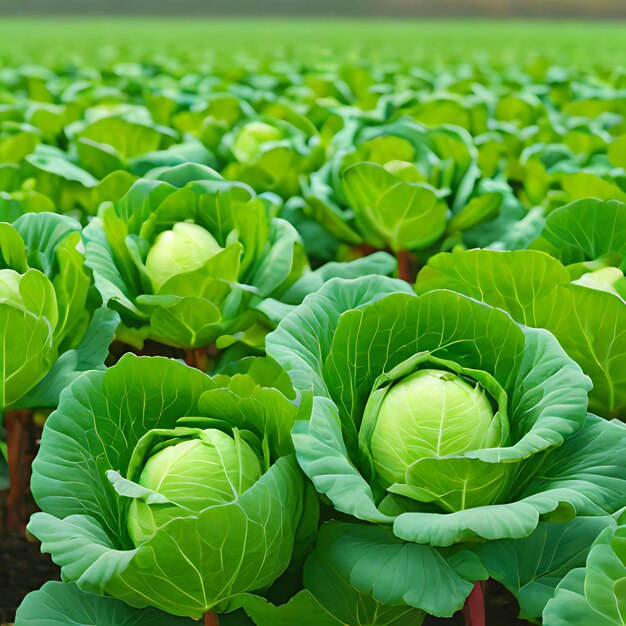 Foto un campo di cavoli con le parole 