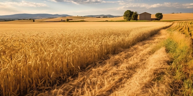 Photo field of cereal cultivation during summer in aragon spain