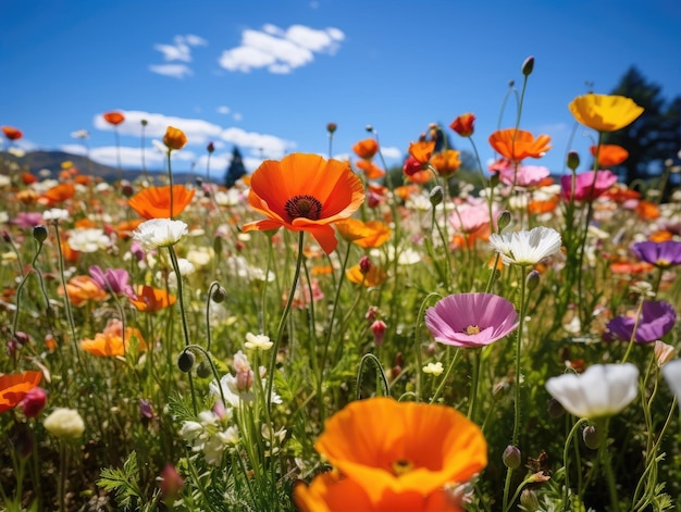 a field of colorful flowers