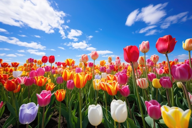 a field of colorful tulips