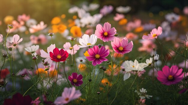 コスモスの花のフィールド生成ai